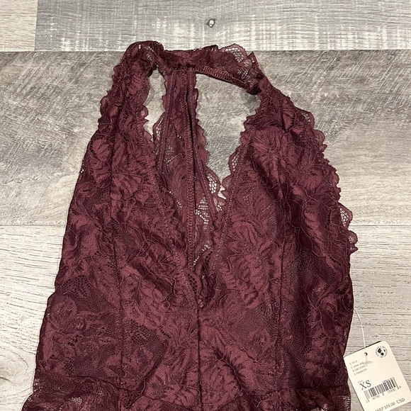 Free People Everyday Lace Bodysuit Plum Jam Womens XS - Picture 4 of 6